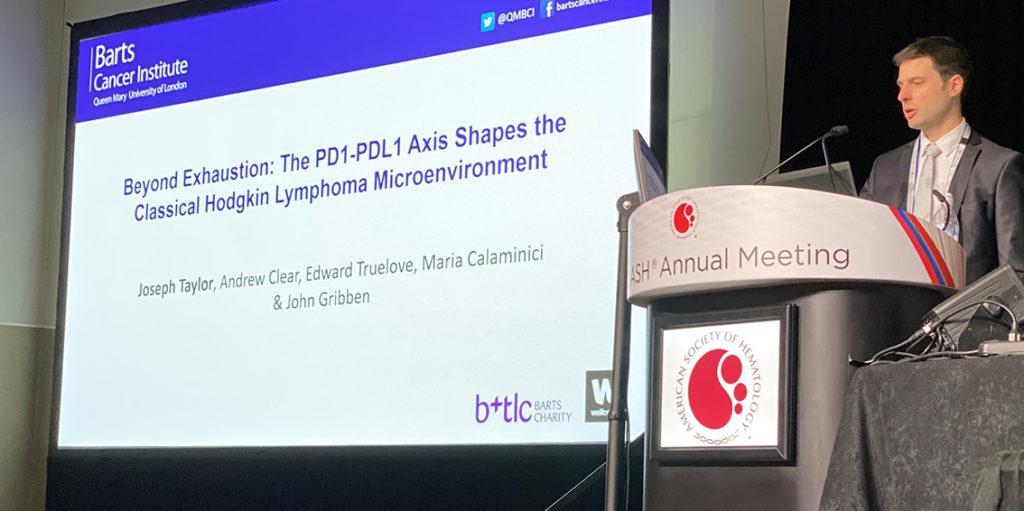 Dr Joseph Taylor presenting at ASH 2019.