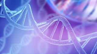 Blue DNA structure isolated background. 3D illustration