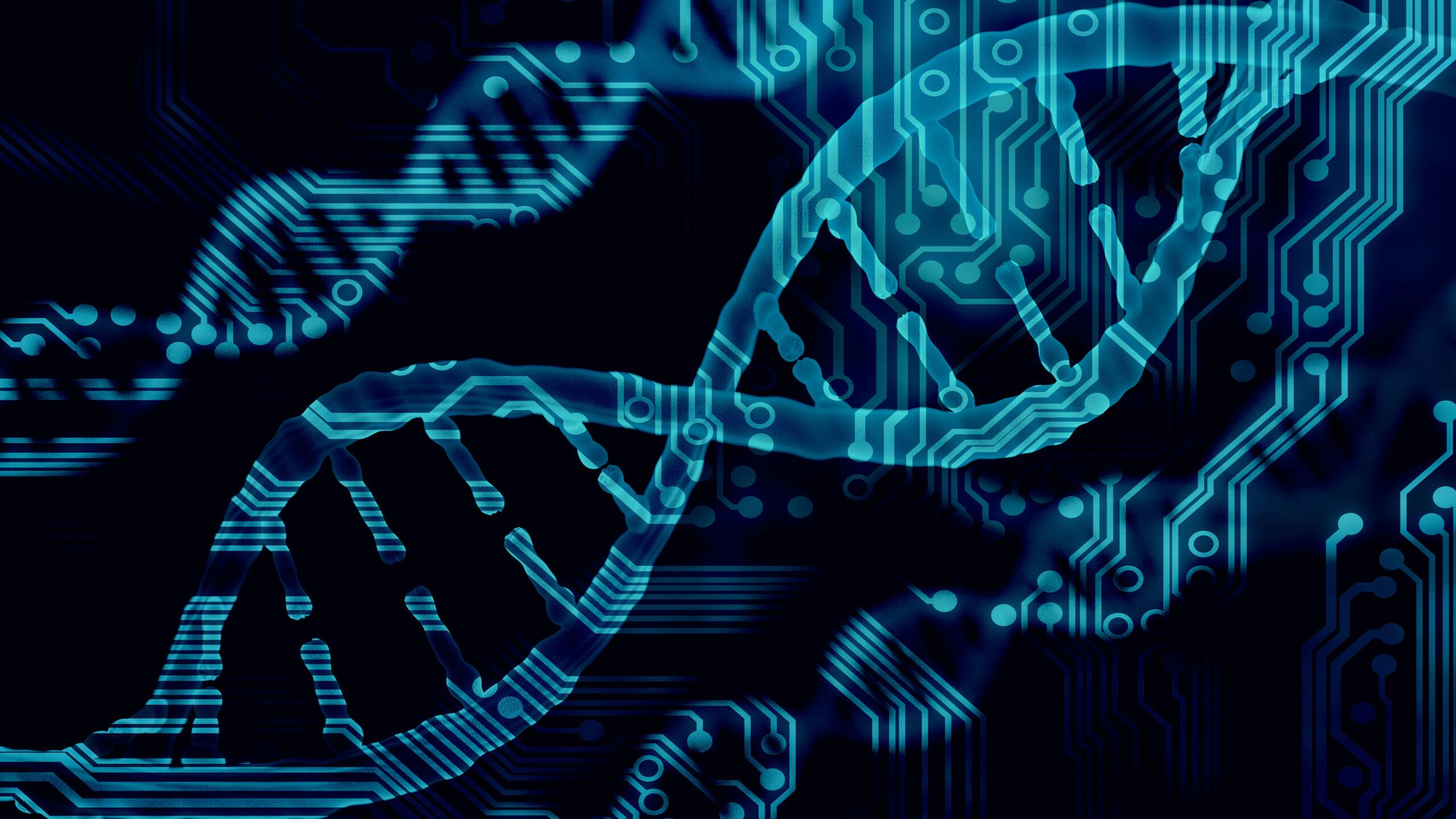 Biotechnology bioinformatics concept of DNA and protein letter background, DNA and protein sequence 3d render. 